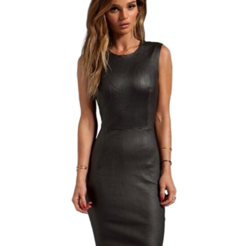 MALENE BIRGER Sheep Leather Pencil Sheat Luxury Bodycon Midi Dress Size 38